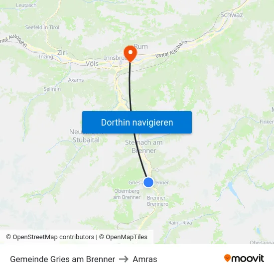 Gemeinde Gries am Brenner to Amras map