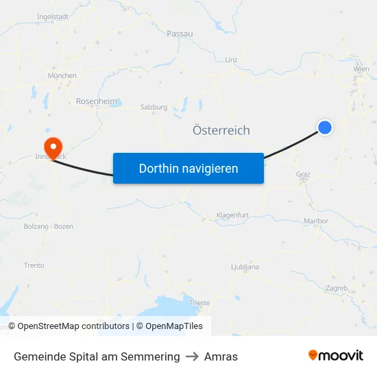 Gemeinde Spital am Semmering to Amras map