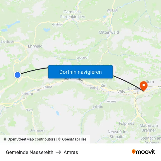 Gemeinde Nassereith to Amras map
