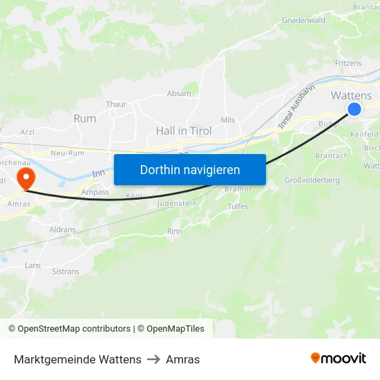 Marktgemeinde Wattens to Amras map