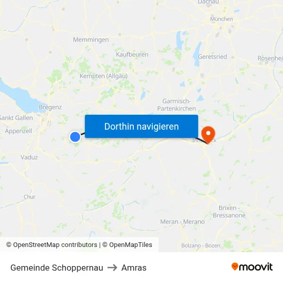Gemeinde Schoppernau to Amras map