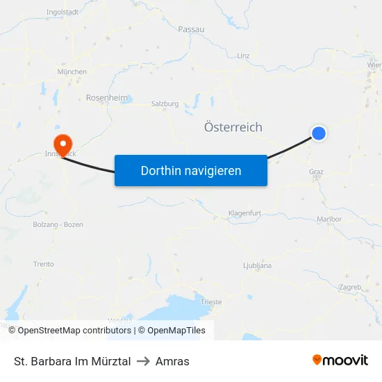 St. Barbara Im Mürztal to Amras map