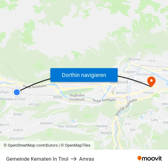 Gemeinde Kematen In Tirol to Amras map