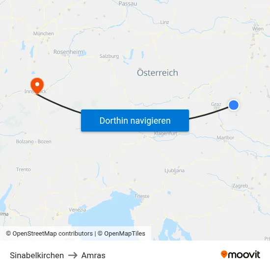 Sinabelkirchen to Amras map