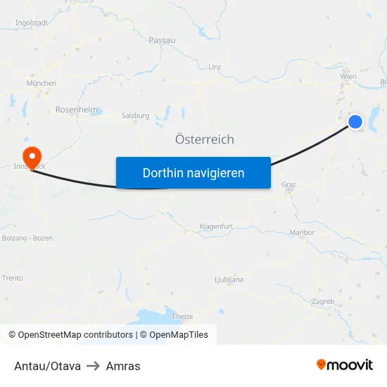 Antau/Otava to Amras map