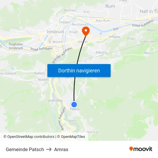 Gemeinde Patsch to Amras map