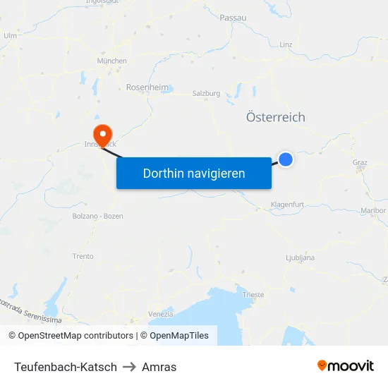 Teufenbach-Katsch to Amras map