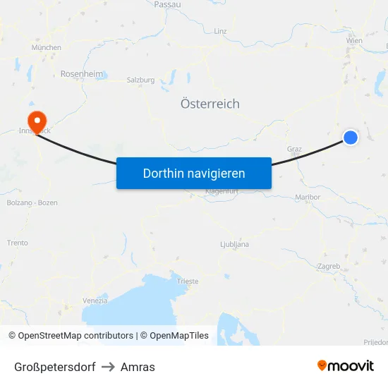 Großpetersdorf to Amras map