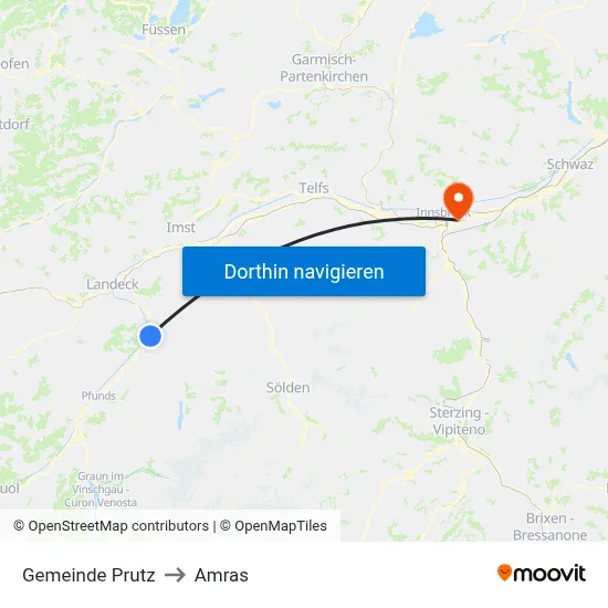 Gemeinde Prutz to Amras map