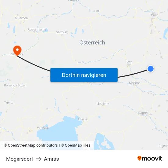 Mogersdorf to Amras map