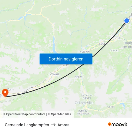 Gemeinde Langkampfen to Amras map