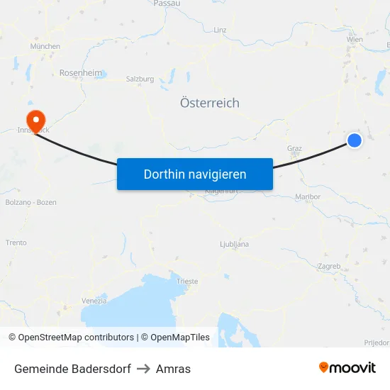 Gemeinde Badersdorf to Amras map