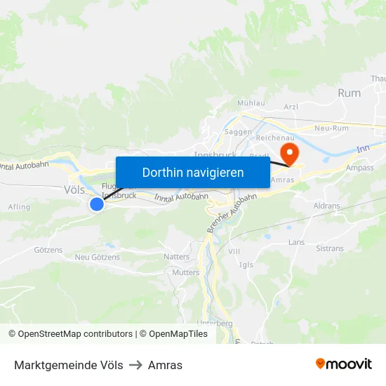 Marktgemeinde Völs to Amras map