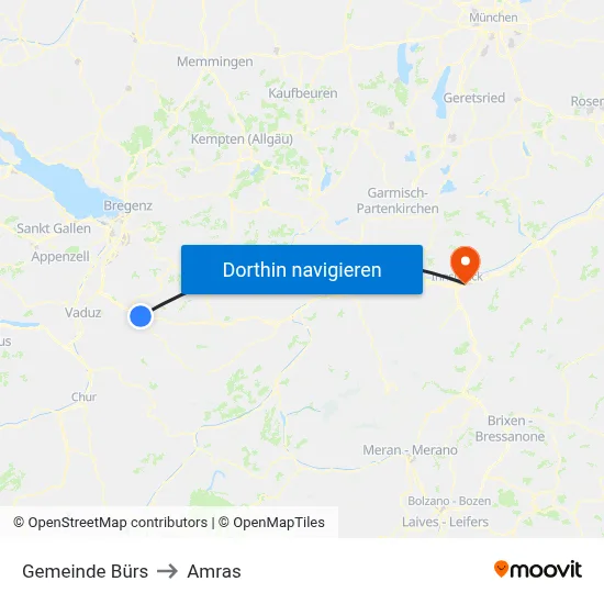 Gemeinde Bürs to Amras map