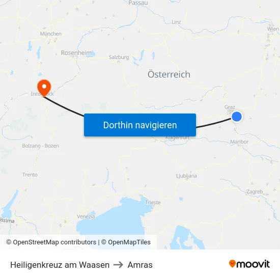 Heiligenkreuz am Waasen to Amras map