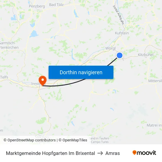 Marktgemeinde Hopfgarten Im Brixental to Amras map