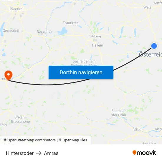 Hinterstoder to Amras map