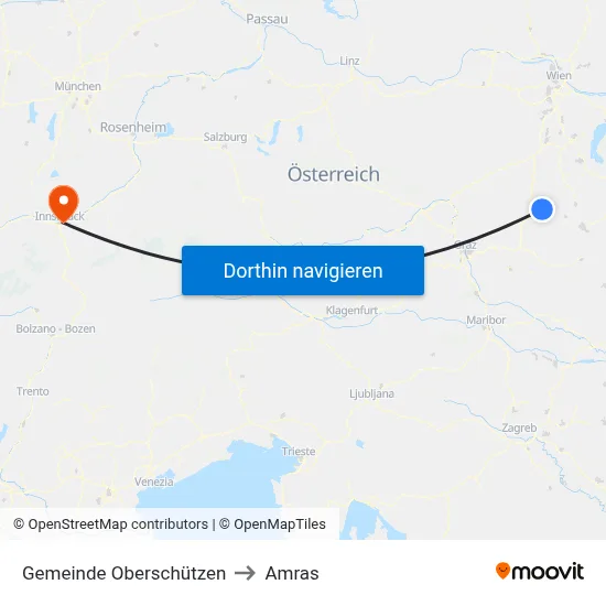 Gemeinde Oberschützen to Amras map