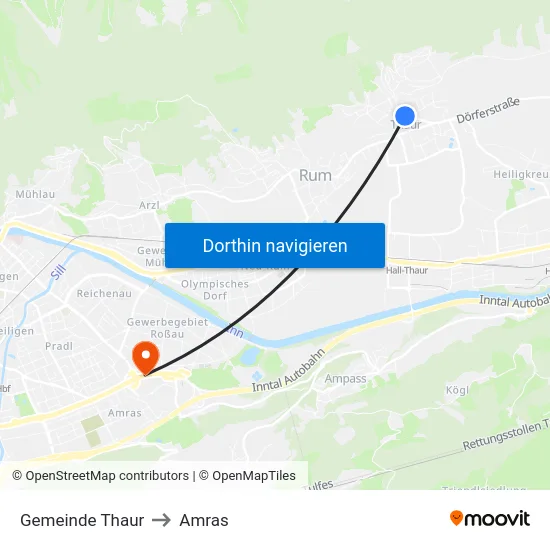 Gemeinde Thaur to Amras map