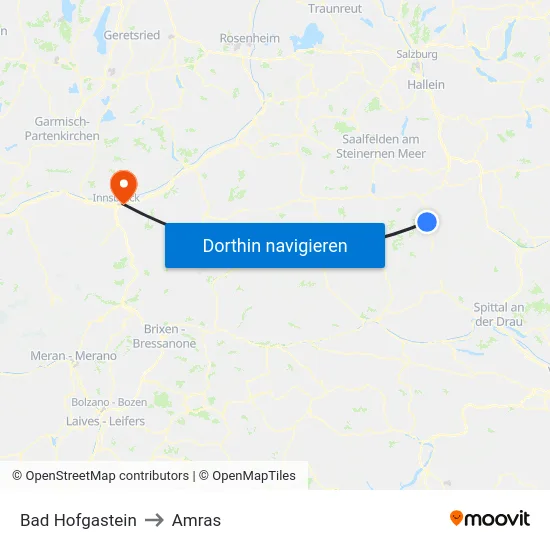 Bad Hofgastein to Amras map