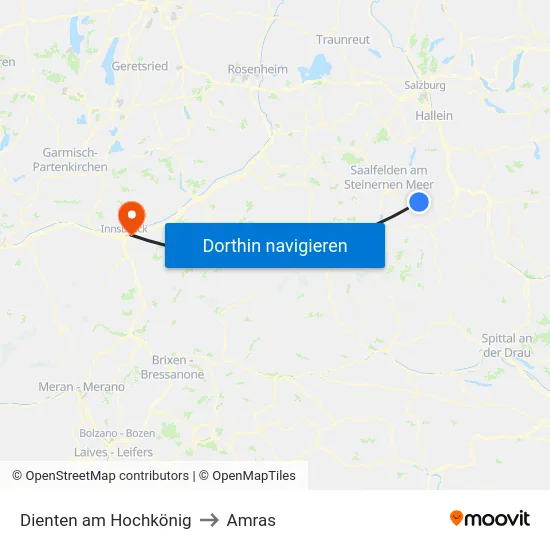 Dienten am Hochkönig to Amras map