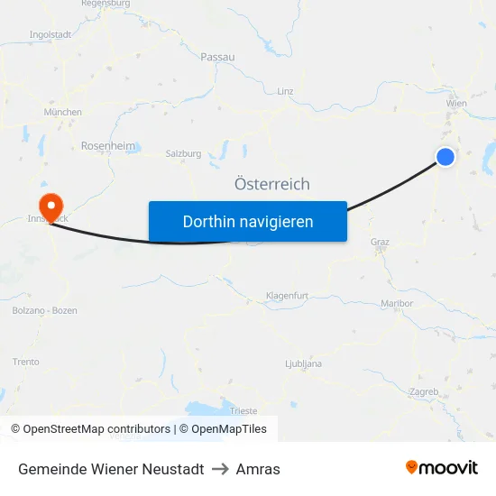 Gemeinde Wiener Neustadt to Amras map