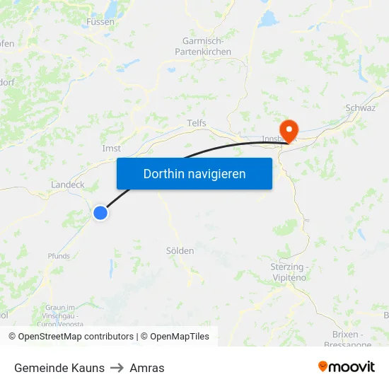 Gemeinde Kauns to Amras map