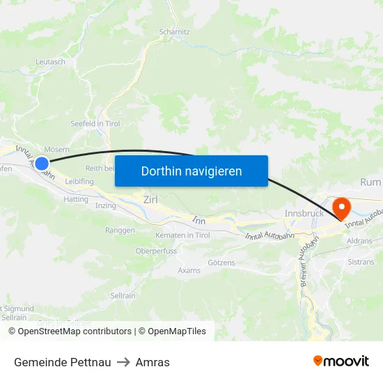 Gemeinde Pettnau to Amras map