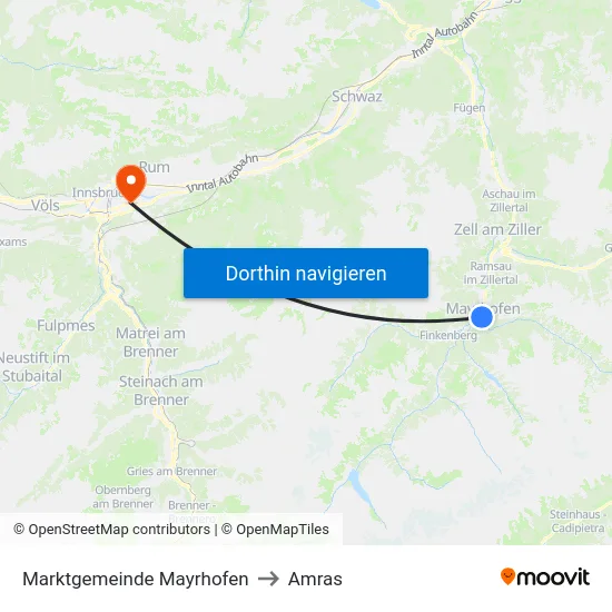 Marktgemeinde Mayrhofen to Amras map