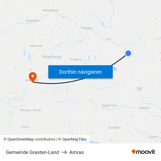 Gemeinde Gresten-Land to Amras map