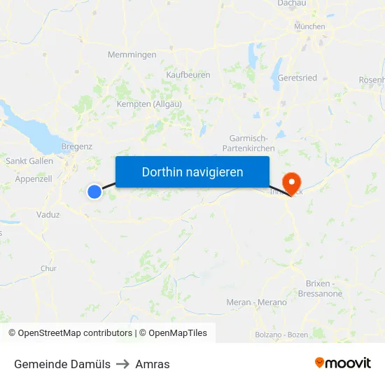 Gemeinde Damüls to Amras map