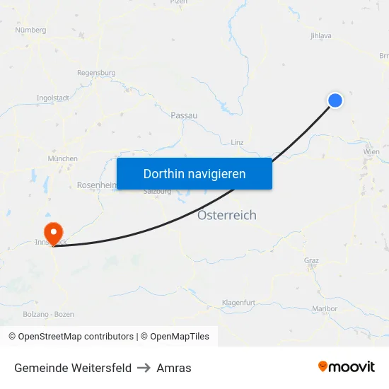 Gemeinde Weitersfeld to Amras map