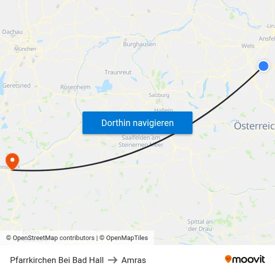 Pfarrkirchen Bei Bad Hall to Amras map