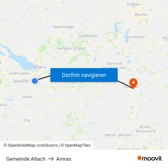 Gemeinde Altach to Amras map