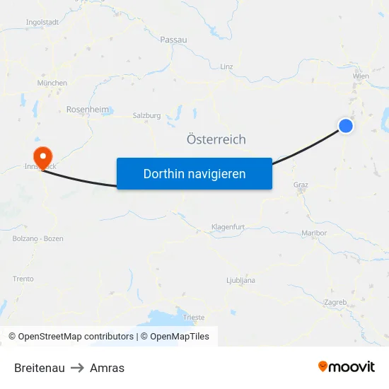 Breitenau to Amras map
