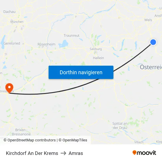 Kirchdorf An Der Krems to Amras map