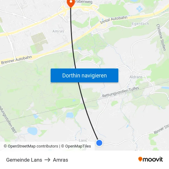 Gemeinde Lans to Amras map
