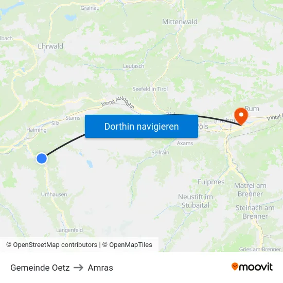 Gemeinde Oetz to Amras map