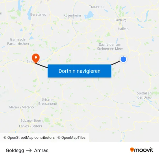 Goldegg to Amras map