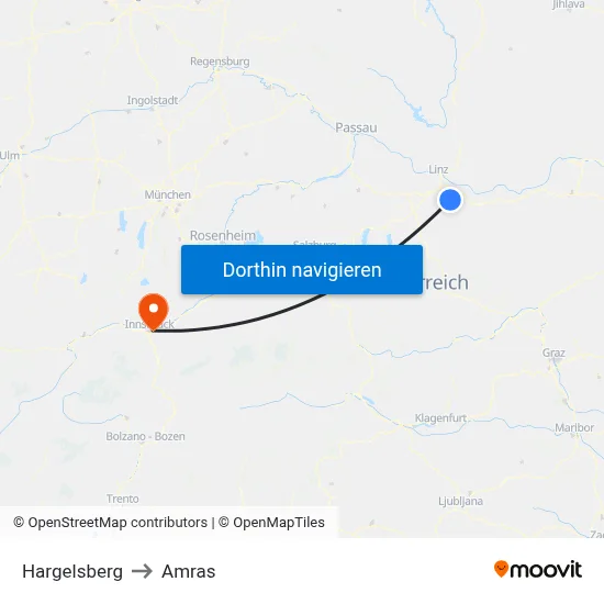 Hargelsberg to Amras map