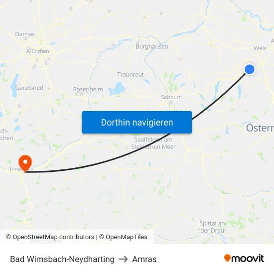 Bad Wimsbach-Neydharting to Amras map