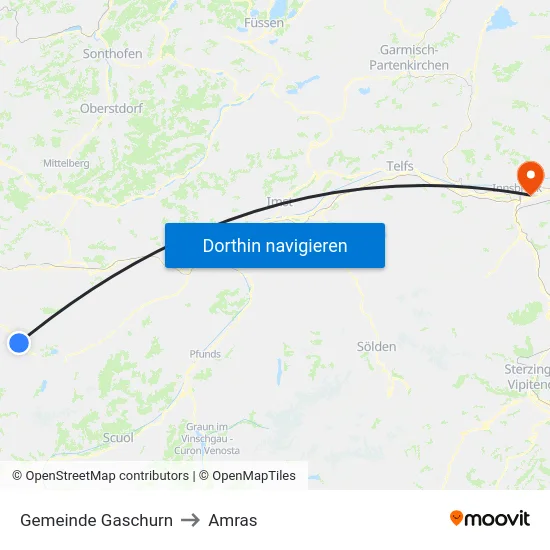 Gemeinde Gaschurn to Amras map