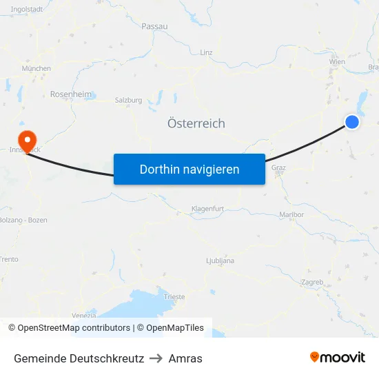 Gemeinde Deutschkreutz to Amras map