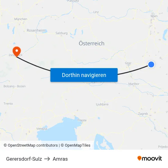 Gerersdorf-Sulz to Amras map