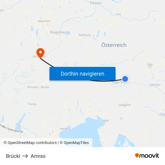 Brückl to Amras map