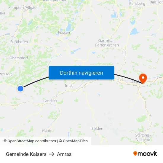 Gemeinde Kaisers to Amras map