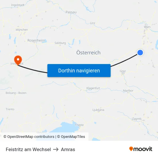 Feistritz am Wechsel to Amras map