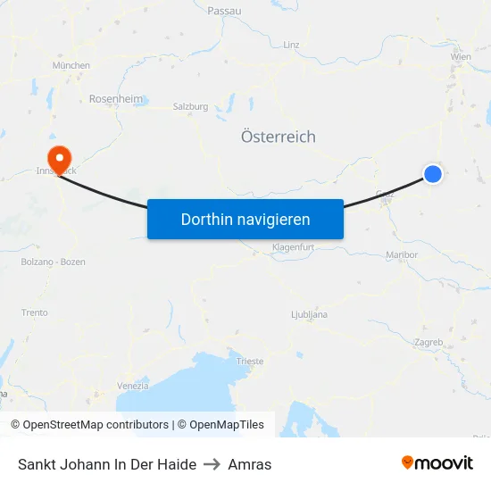 Sankt Johann In Der Haide to Amras map