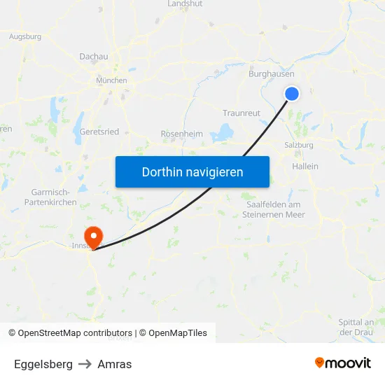 Eggelsberg to Amras map