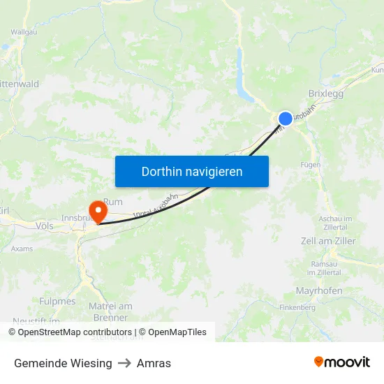 Gemeinde Wiesing to Amras map